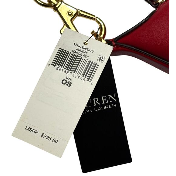 Lauren Ralph Lauren KASSIE Small Leather Shoulder Crossbody Bag in Red NWT $295 - Picture 13 of 15